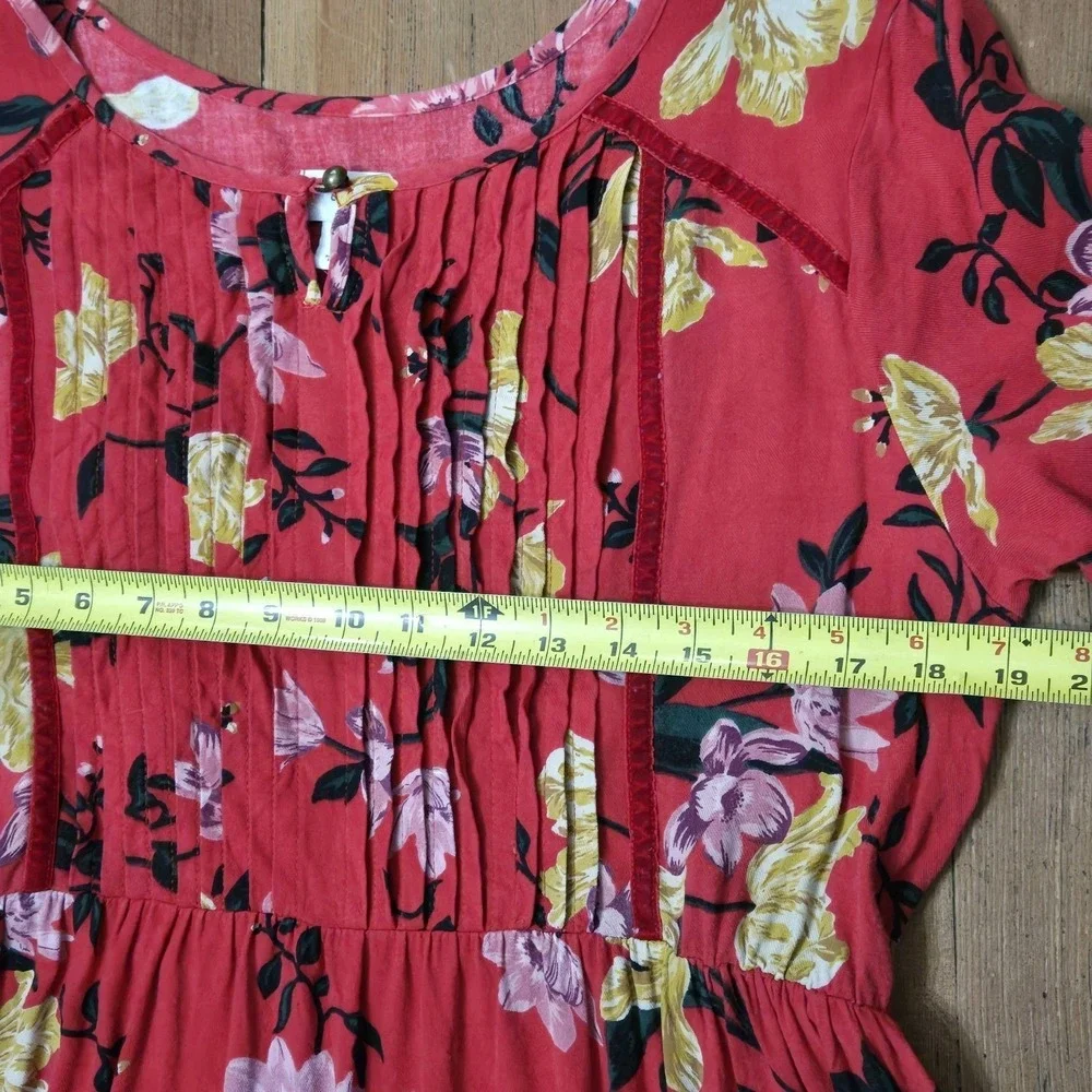 Old Navy 3/4 Bell Sleeve Pleated Red Floral Dress Youth XXL (16) Ad Small Travel